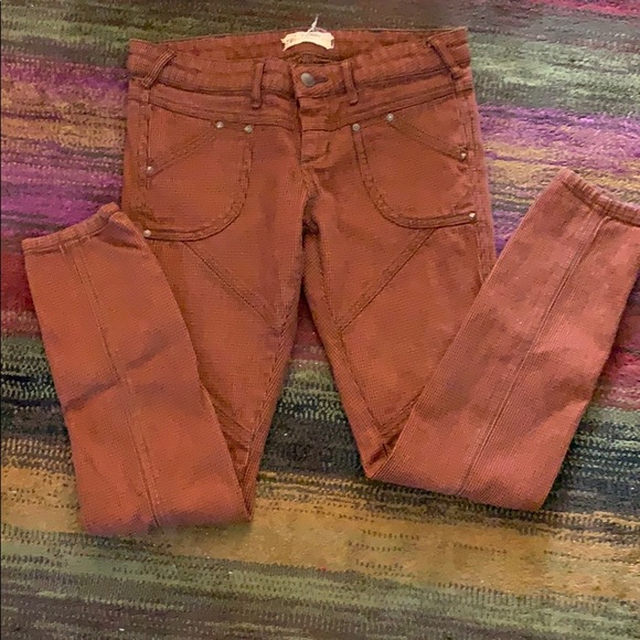 Free people pants/jean orange and black size W 26 - Picture 5 of 8
